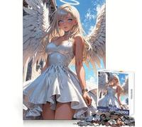 Hermoso Rompecabezas de niña ángel Blanca de 1000 Piezas para adultosIdeal para Relajarse y Mejorar la memoriaCorte suaveUn Regalo Encantador (38x26cm)