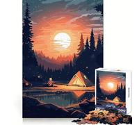 Hermoso Rompecabezas de Noche de Campamento de 1000 Piezas para Adultos Mejora la concentración, Alivia el estrés y es Divertido Corte Suave Regalo Festivo (38x52cm)