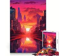 Hermoso Rompecabezas de Paisaje Urbano al Atardecer para Adultos, 1000 Piezas, Desarrollo Mental, fácil relajación, Ajuste Perfecto, Regalo de cumpleaños (38x52cm)