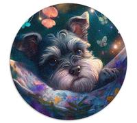 Hermoso Rompecabezas de Schnauzer Miniatura de 1000 Piezas para Adultos Rompecabezas Redondo de cartón para Adolescentes y familias Navidad 1000 Piezas (67,5x67,5cm)