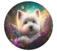 Hermoso Rompecabezas de West Highland Terrier de 1000 Piezas para Adultos. Rompecabezas Redondo de 1000 Piezas para Adultos. Regalo para un desafío Mental,Actividad educativa para Adolescentes