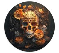 Hermoso Rompecabezas Redondo de Calavera de 1000 Piezas. Rompecabezas de 1000 Piezas divertirse en Familia en Navidad, Acción de Gracias, cumpleaños y Pascua. 67,5 x 67,5 cm.