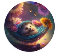 Hermoso Rompecabezas Redondo de Erizo de 1000 Piezas. Rompecabezas de 1000 Piezas divertirse en Familia en Navidad, Acción de Gracias, cumpleaños y Pascua. 67,5 x 67,5 cm.
