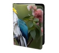 Hermoso soporte para pasaporte con estampado de flores de cacatúa, artículos esenciales de viaje, cartera antirrobo para tarjetas y pasaportes, tamaño para adaptarse a todos los pasaportes estándar