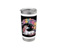 Hermoso unicornio con hermosas flores Vaso térmico de acero inoxidable de doble pared