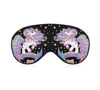 Hermoso unicornio en un arco iris entre estrellas máscara para dormir con correa ajustable, cómoda máscara de ojos suave ayuda para dormir, máscaras de ojos que bloquean la luz