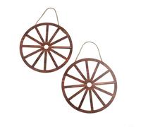 Hermosos 2 colgantes de pared con ruedas de madera rústica, decoración vintage para todos los entornos