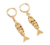 Hermosos aretes de aro de aleación con detalles finos, joyería multiusos de peces, ideales para regalar o aretes de aleación de uso individual, One Size, como se describe, como se describe