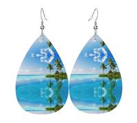 Hermosos aretes de cuero con forma de gota de Island In The Sea para mujer son adecuados para fiestas, fiestas de vacaciones y regalos., talla única