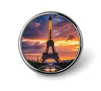 Hermosos broches de solapa de la Torre Eiffel de París, broches redondos de moda, lindos botones de aleación para sombreros, camisas, ropa y bolsos.