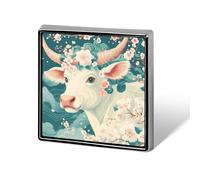 Hermosos broches de vaca blanca, alfileres cuadrados para solapa de cuello, regalos para mujeres y hombres.