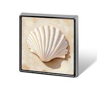 Hermosos broches y alfileres unisex de concha blanca sobre arena beige, cuadrados, ligeros, para solapa, joyería para ropa, chal o sombrero.