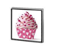 Hermosos broches y pines unisex con diseño de magdalena rosa, cuadrados, ligeros, para solapa, joyería para ropa, chal y sombrero