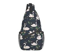 Hermosos cisnes blancos en el bolso cruzado del pecho del lago, bolso de hombro, mochila de senderismo al aire libre de fin de semana, adecuado para hombres y mujeres
