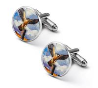 Hermosos gemelos redondos para camisa de halcón peregrino para negocios, bodas, fiestas, día del padre, 1.7cm, Metal, No es una piedra preciosa