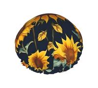 Hermosos gorros de ducha con estampado de girasol con una doble capa, mantienen bien tu cabello ya sea que los uses mientras te duchas o te bañas.
