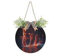 Hermosos letreros decorativos de leopardo de fuego para puerta de baño, coronas de otoño para puerta delantera, primavera, verano, otoño, invierno, vacaciones, Halloween, Navidad, Pascua