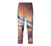 Hermosos pantalones de pijama con estampado de avión de cielo, suaves, elásticos, ropa de dormir para dormir todos los días al aire libre, Negro, L(14-16)