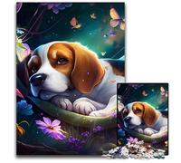 Hermosos Rompecabezas de Beagle para Adultos, 1000 Piezas de Madera, Ideal para una Noche de Juegos en Familia, Obra de Arte Decorativa DIY, 50x75cm/19,68x29,52 Pulgadas