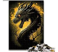 Hermosos Rompecabezas de dragón Dorado para Adultos 1000 Piezas Diversión para Toda la Familia Cada Pieza es única (26x38cm)