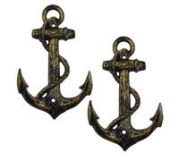 HERNGEE Ganchos de ancla náutica de bronce antiguo de hierro fundido decorativo para pared, Treasures of the Caribbean Islands 2 unidades