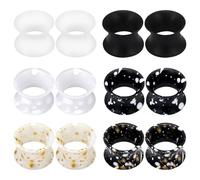 Hernin 6 Pares Tapones Oidos Silicona Tuneles Tapones Orejas Carne Silicona Tapón Túneles Flexible Carne Túnel Flexible Doble Acampanado (Colores mezclados, 14mm)