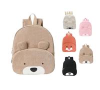 Hernin Mochila infantil personalizada, mochilas de guardería de pana suave, mochilas infantiles con ositos, mochilas infantiles bonitas (Oso caqui)