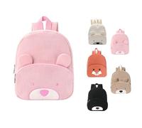 Hernin Mochila infantil personalizada, mochilas de guardería de pana suave, mochilas infantiles con ositos, mochilas infantiles bonitas (oso rosa)
