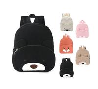 Hernin Mochila infantil personalizada, mochilas de guardería de pana suave, mochilas infantiles con ositos, mochilas infantiles bonitas (oso negro)