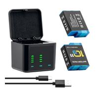 Hero 12 11 10 9 Battery (2000 mAh 2-Pack) Rechargeable Hero 11 Battery and 3 Channel USB LCD Battery Chargers Fully Compatible with Gopro Hero 12 Hero 11, Hero10, Hero 9 (2 x Batteries + 1x)