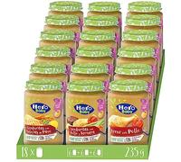 Hero Baby Caja Mixta de Tarritos de Carne - 6 Tarritos de Arroz con Pollo y 6 Tarritos de Verdura con Pollo y Ternera y 6 Tarritos de Verduritas con Delicias de Pavo, Pack de 18x235 gr
