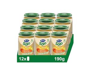 Hero Baby - Tarritos de Selección de 3 Frutas, Melocotón, Platano y Pera, Sin Almidón, Sin Azúcar Añadido, Ingredientes 100% Naturales, para Bebés de +4 meses, Pack de 12x190g