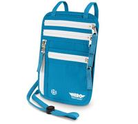HERO - Cartera para el cuello, soporte para pasaporte con bloqueo RFID, bolsa de viaje fácil de ocultar, Aguamarina, Cartera Rfid
