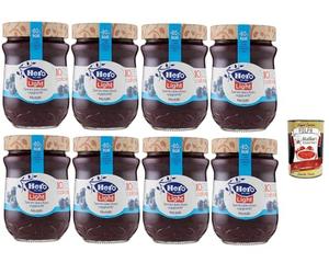 Hero Light Arándanos, mermelada, 8 tarros de 280 g, mermelada y mermelada adicional, fruta de alta calidad, sin conservantes y sin colorantes + Polpa italiana Gourmet 400 g