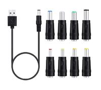 Hero-s - Cable de carga 8 en 1, cable de alimentación USB, 5 V USB a CC, 5,5 x 2,1 mm, 3,5 mm, 4,0 mm, 4,8 mm, 6,4 mm, 5,5 x 2,5 mm, 6,3 mm, cable de carga de enchufe, para ventilador, altavoz,
