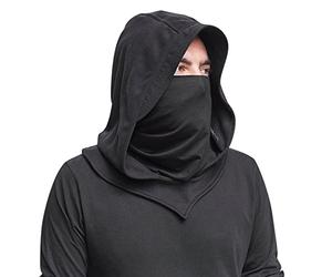 Hero-s Gorro con Capucha Pasamontañas Medieval con Velo a Prueba de Viento Transpirable Cubierta Facial Antigotitas Abrigo, Negro