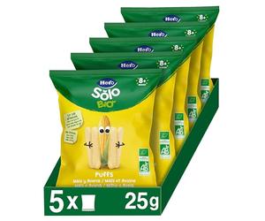 Hero Solo Bio Puff Snacks Maíz y Avena Bebé Desde 8 Meses, 5 x 25 g