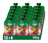 Hero Solo - Bolsita Ecológica de Fruta con Pera y Frambuesa, Sin Conservantes, Aditivos, Aceite de Palma, Gluten ni Azúcares Añadido- Para Bebés a Partir de los 6 Meses, Sin Conservantes100gx18uds