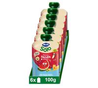 Hero Solo, Bolsita Fruta Bebé, Manzana Sandía Plátano 100% Natural, Sin Conservantes ni Colorantes, Desde 6 Meses, 100g x 6U