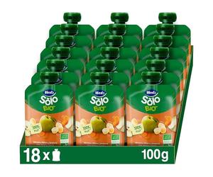 Hero Solo Bolsitas Ecológicas de Manzana, Plátano y Zanahoria - Para Bebés a Partir de los 6 Meses - Pack de 18 x 100 g