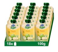 Hero Solo Bolsitas Fruta Manzana y Plátano Bebé Desde 4 Meses, 18 x 100 g | Merienda natural en pouch, Snack listo sin cuchara, Baby, Sin gluten, Sin aceite de palma, Sin azúcares añadidos