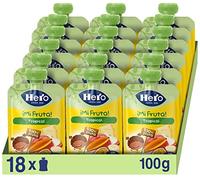 Hero Solo Bolsitas Fruta Sabor Tropical Bebé Desde 6 Meses, 18 x 100 g | Merienda natural en pouch, Rico en vitaminas, Baby, Sin aceite de palma, Sin azúcares añadidos, Snack listo