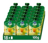 Hero Solo - Gourde Bio De Banane, Poire et Orange - Puree de Fruits BIO 100% Naturels, Compote Sans Sucre Ajouté, Sans Gluten - pour Bébés Dès 4 Mois - Lot de 18 X 100 g
