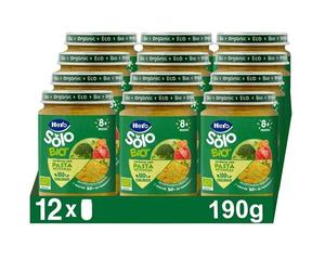 Hero Solo Potitos de Verduras con Pasta Integral 100% Eco y nada más, Apto para Veganos y Bebés Desde 6 Meses - Pack de 12 x 190 gr