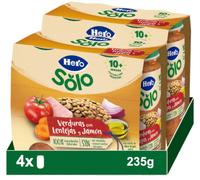 Hero Solo Tarrito Verduras con Lentejas y Jamón con Trocitos +10m 4x235 gr
