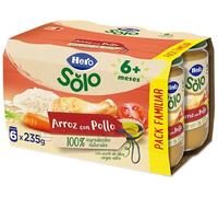Hero Solo Tarritos Arroz con Pollo, Pack 6x235g, +6 Meses | Menú 100% natural de arroz y pollo, sin sal añadida ni gluten. Textura suave ideal para tu bebé a partir de los 6 meses.