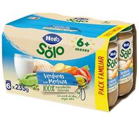 Hero Solo - Tarritos de Verdura con Merluza, Sin Sal Añadida, Sin Almidón, Sin Aceite de Palma, Ingredientes 100% Naturales, Conservación y Esterilización Natural al Baño María, Pack de 6x235gr