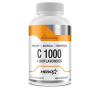HERO TECH | C 1000 + BIOFLAVONOIDS 100 caps. | 1.000 mg de Vitamina C y Bioflavonoides | Ayuda a tu sistema inmunológico y a tus defensas | Antioxidante