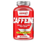 HERO TECH | CAFFEINE 100 caps. | Extracto de coffea arabica 100% cafeína | Energía y Concentración | Sin OMG | Vegano y Sin Gluten | Efecto Rápido