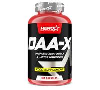 HERO TECH | DAA-X 100 CAPS | DAA (Ácido D-aspártico) | Aumenta naturalmente los niveles de testosterona | Mejora la Fuerza y el Rendimiento físico | Sin OGM (Organismos Modificados Genéticamente)